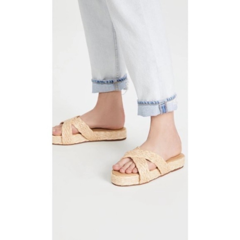 Kaanas Inagua Sandals Natural Raffia Leather Platform
